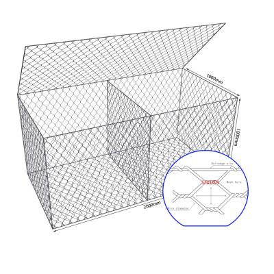 China Easily Assembled 80x100mm Gabion Baskets 2x1x1m Gabion Box Size With Diaphragms For Flood Control for sale