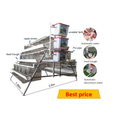 China Chicken Farms Zimbabwe 3 Tiers 96 Automatic Chicken Poultry Feeder And Drinkers Cages For Farm for sale