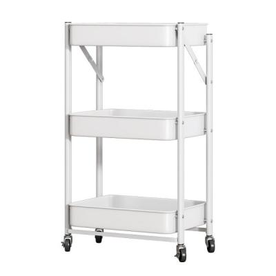 China Multifunctional Metal Rolling Storage Utility Cart with Lockable Wheels for Kitchen, Bedroom for sale