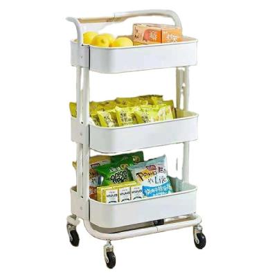 China Hot Selling Best Selling Bathroom 3 Tier Stainless Steel Storage Rolling Carts Metal Kitchen Service Cart Sustainable Shelving Cart With 4 Wheels for sale