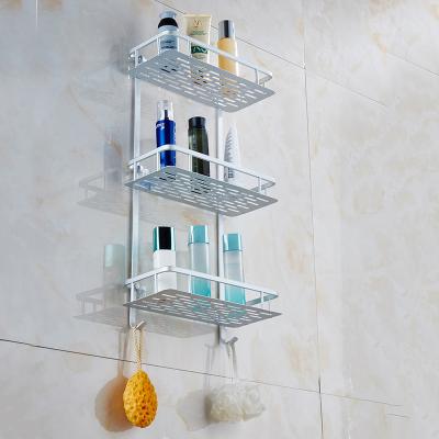 China Sustainable Rectangular Aluminum Corner Organizer Rack 3 Tier Bathroom Rack for sale