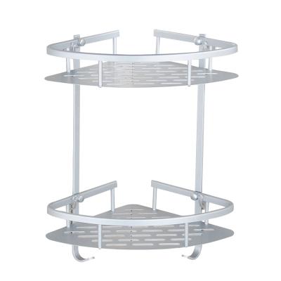 China 2 Layer Bathroom Corner Wall Storage Viable Punchless Rack for sale