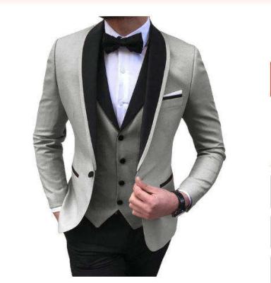 China Anti-wrinkle Men's Suit Formal 3 Pieces Regular Fit Shawl Lapel Solid Prom Tuxedos Wedding Groomsmen (blazer+vest+pants) 2023 for sale