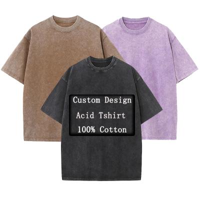 China EL Flashing Blank Vintage T-shirts Acid wash Wholesale Oversize T Shirts Funny Hip hop T Shirt 100%Cotton  Unisex Make old T Shirts for sale