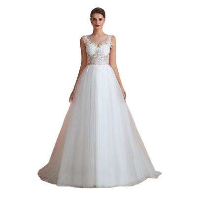 China 2022 new low price ball gown luxury anti-static sleeveless sexy lace wedding tailed little dress for sale