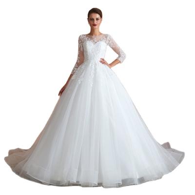 China Professional Hot Selling Manufacturer Long Sleeve Bride Lace Church Wedding Dress Anti-Static for sale