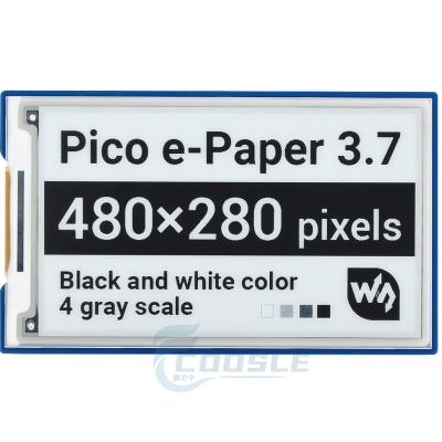 China Waveshare 3.7inch E-Paper E-Ink Display Module for Raspberry Pi Pico 480x280 Black 4 SPI 3.7inch Grayscale / White for sale