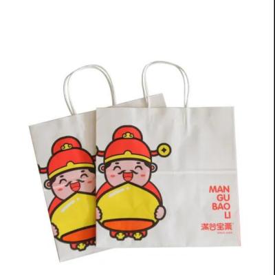 China Customized Recyclable Beverage Doggie Bag Take Away Disposable Food Bag Kraft Paper Bag for sale