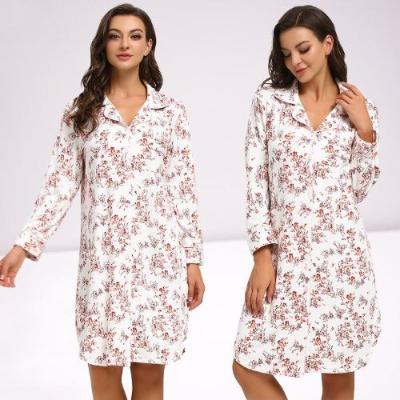 China Wholesale ODM/OEM Conjunto de pijama Para de mujer Women Breathable Nightgown Long Sleeve Nightgowns Loose Fit Sleepwear Pajamas Nightgown for sale