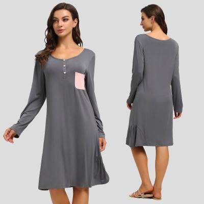 China Wholesale ODM/OEM Baju Tidur Panjang Untuk Wanita Breathable Nightgown Sleepwear Long Sleeve Casual Sleepwear Pajamas Nightgowns for sale