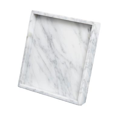 China 250mm Sustainable Square Stone White/Natural Marble Green/Black Tray Fruit Serving Tray For Home Hotel Banquet for sale