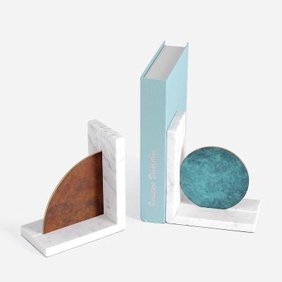 China Decorative Modern Natural Marble Marble Bookends Other Home Decor Luxury Book Holder Shelf Decorations For Offices for sale