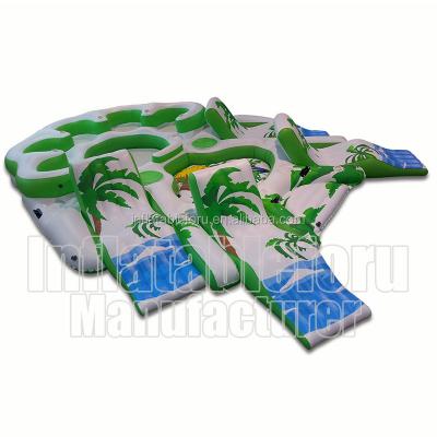 China huge/inflatable float 0.9mm pvc tarpaulin party commercial island inflatable/inflatable floating island for sale for sale