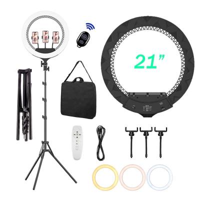 China Shine 21inch led ring ligt with tripod holder tiktok 21 inch phone holders 3 carry bag selfie ring light ring light led ro de luz for sale