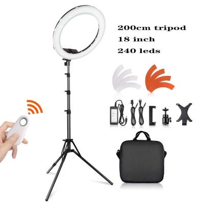 China LED Shine Tik Tok Ring Light Mobile Phone Holder Youtube Selfie 18 Inch Streaming Ring Light With Tripod Stand Led Circle Light for sale