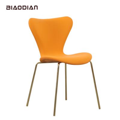 China High Quality Luxury Modern Metal Convertible Legs Chair Pure Leather Dining Chairs Leather Dining Room for sale