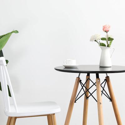 China Modern Wholesale Restaurant Home FurnitureRound MDF White Top With Beech Wood Leg Small Size Dining Table for sale