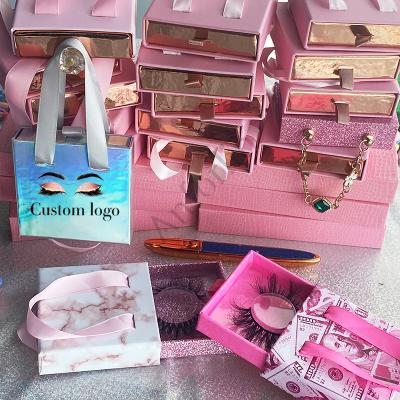 China Wholesale Good Quality Real Mink Lashes Handmade 3d Mink Eyelashes Lashes Bag Packaging Box 25mm Private Label for sale