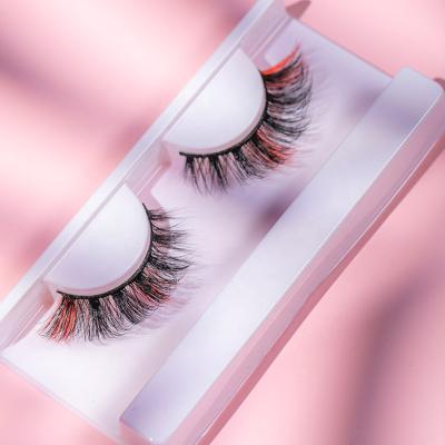 China Best Seller Wholesale Best Quality Silk Color Eyelash Russian Lash Strips Vegan Faux Mink D Ring Lash With Color for sale