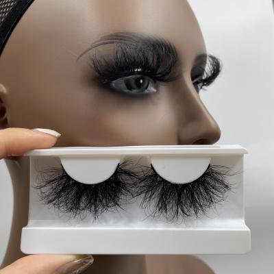 China Good quality handmade 3d full strip lashes lashbox custom packaging 5d 25mm mink eyelash fluffy bulk lasheswholesale seller for sale