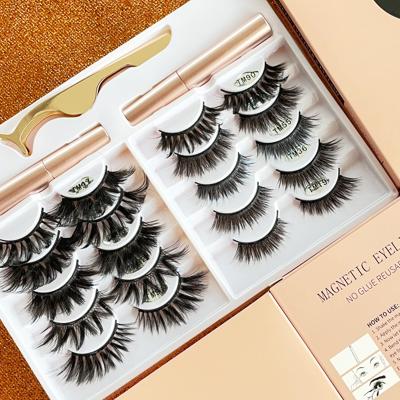 China Newest brand magnetic lashes wholesale magnetic 3d eyelashes high quality lashes magnet lashes box set with eyeliner for sale