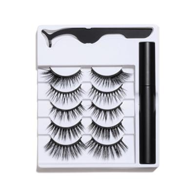 China Magnetic Lashes Private Labels False Eyelash Magnets Whips Wholesale Clean Brand Faux Mink Vegan Magnetic Eyelash With Eyeliner for sale