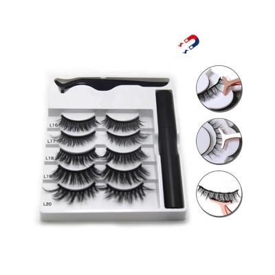 China Magnetic Lashes Wholesale Natural Silk 12 Magnets Lashes Private Label Mink Vegan Magnetic Eyelashes Faux Set of 10 Magnets for sale