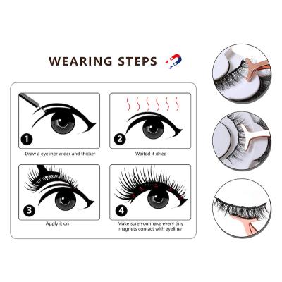 China Wholesale Natural Magnetic Silk Magnetic Long Lashes Kit 6 Magnetic Lashes Private Label Lashes With Eyeliner for sale