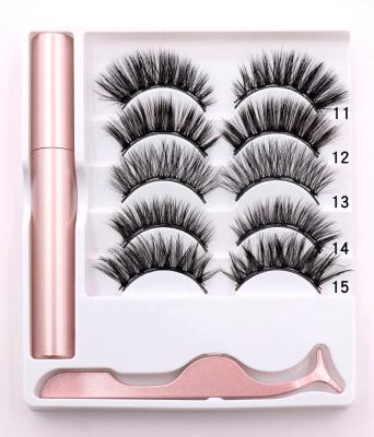 China Magnetic eyelashes wholesale magnetic 3d mink lashes private label seller false lashes seller set with eyeliner for sale