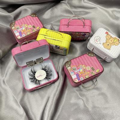 China 2020 Cute Good Quality Private Label Mini Luggage Suitcase False Eyelashes Custom Lashes 3D 25MM Mink Eyelash Packaging Box for sale