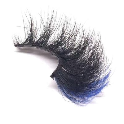 China Wholesale good quality 3d color blue mink highlight multi color blue lashes end 25mm faux mink eyelashes with color for sale