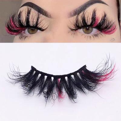 China Wholesale Anforlin custom 3d 25mm color end mink thick fluffy eyelash seller full lashes strip with color for sale