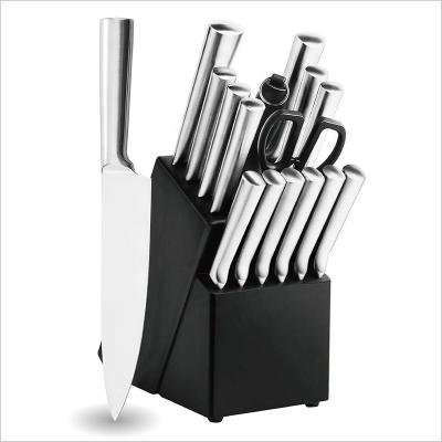 China Sustainable Kitchen Knife Set With Hollow Holder 15pcs Handle Kitchen Knife Set for sale