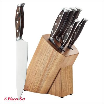 China Viable Professional Wooden Handle 8inch Chef Knife Set Kitchen Knife Acacia Wood Block Knife Set for sale