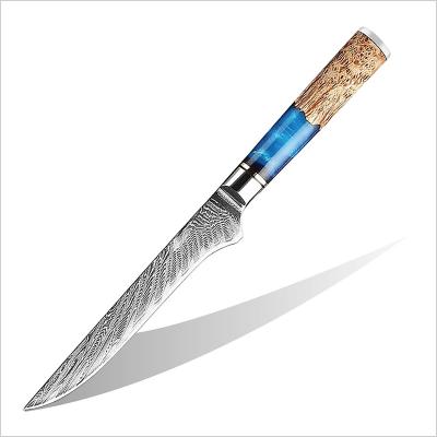 China Viable Damascus BoningKnife 6 inch, made of VG10 Damascus high carbon steel kitchen knife with ergonomic resin wood handle for sale