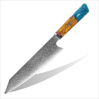 China Viable Damascus Steel 8 Inch Chef's Knife 67-Layer Japanese Kitchen Knife With Stable Premium Resin Wood Handle for sale