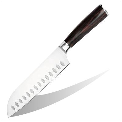 China Viable Wooden German Santoku 1.4116 Knife 7inch Santoku Knife 1.4116 Steel Pakka Handle Knife Kitchen Knife for sale