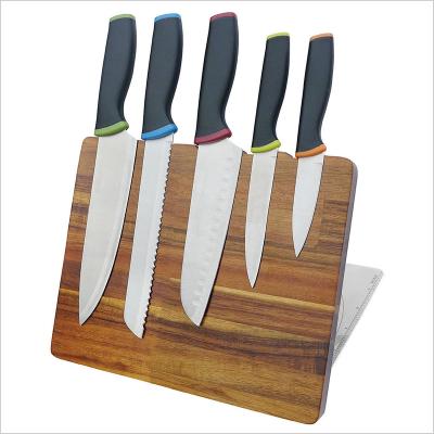 China 8inch Chef Knife Set Viable Kitchen Knife Set With Stand 6pcs Color Handle Knife Set for sale