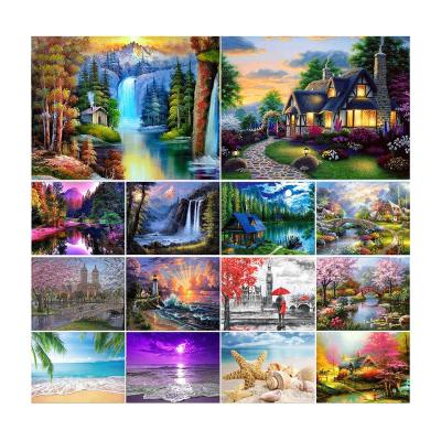 China 5D Diamond Painting Square Wholesale Waterproof+ECO-Friendly OEM ODM Factory Customization Color Round Diamond European Style Landscape Diamond Painting for sale