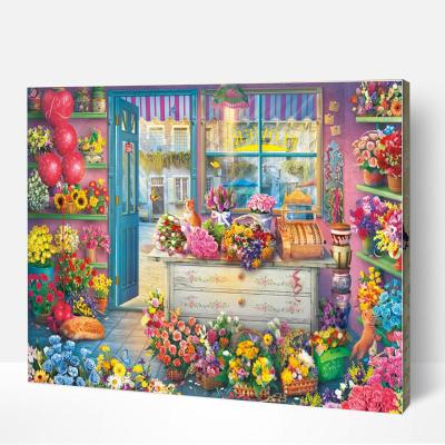 China American Style Diy Drawing Art Works Home Decor Wall 40x50cm Newly Designed Painting By Numbers Flower Pavilion Canvas Oil Painting Kits For Kids for sale