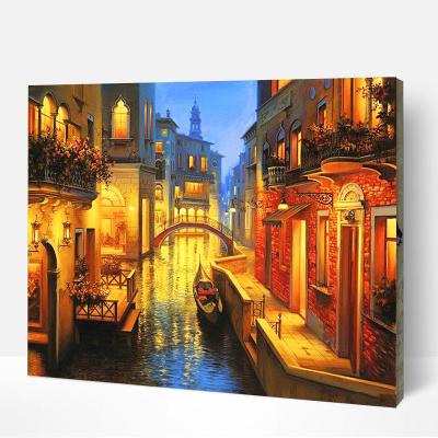 China American Style Custom Paint By Number Kits Venice DIY Paints By Numbers Oil Painting For Kids And Adults Beginner for sale