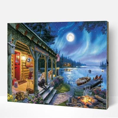 China Custom American Style DIY Paint By Numbers Kits For Adults Include Framed Canvas With Brushes And Dye Acrylic Paint By Numbers 40x50cm for sale