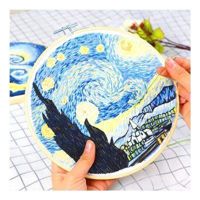 China French Europe Embroidery Beginner Embroidery Cloth Threads Starry Bag Diy 3D Sky Landscape Needlework Cross Stitch Kit Material for sale