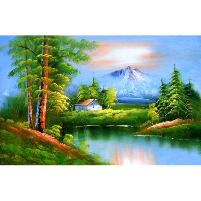 China Art Other Fabric Embroidery Europe Factory Wall Cross Stitch Kit Painting Wholesale Picture Garden Cottage Side Wooden Landscape Kit for sale