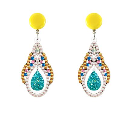 China Wholesale Creative Colorful American Style Drill Diamond Painting Earrings Ornament Ear Jewelry Diamond Painting Party Diy Handmade Earrings for sale