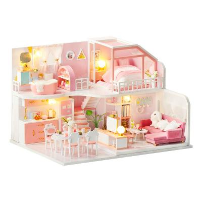 China Cartoon Toy Wood Crafts DIY Doll House Furniture Miniature Toy Wooden Mechanical 3D Assembly Puzzles For Adults for sale