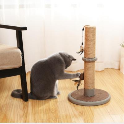 China Pawise Sisal Sustainable Cat Scratch Post Cat Tree Scratcher Post With Bottom Board for sale