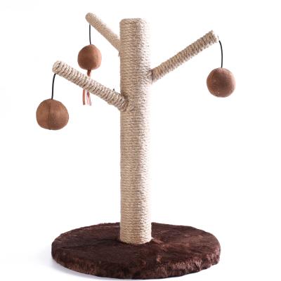 China Pawise Cat Scratching Post Scratcher Tree Cat Claw Scratcher Cat Tower Viable Tree with 3 Ball Toys for sale