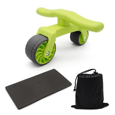 China Portable Home Use Multifuctional ABS Roller Wheel Green Abdominal Exercise Equipment for sale