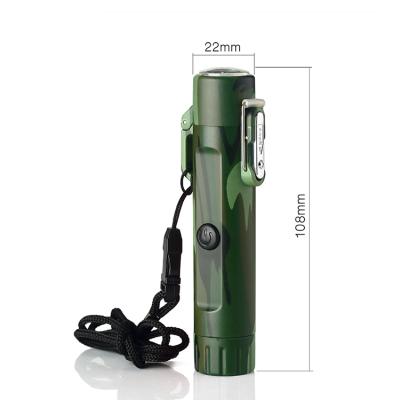 China Water Make BBQ Outdoor Waterproof Camouflage Plasma Electric Arc USB Charging Igniter With Heavy Duty Led Lamp Flashlight Camping for sale